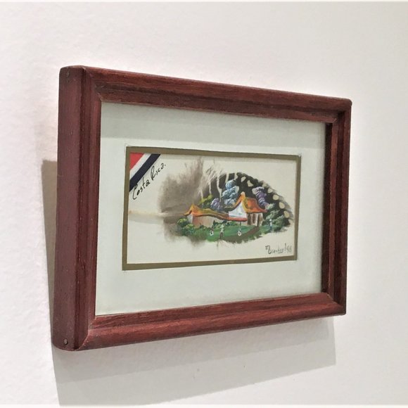 Miniature Painting On Bird Feather Signed Framed - Picture 2 of 4